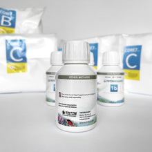 Cargar imagen en el visor de la galería, Core7 Flex Reef Supplements Set 4x4L - Salts and 1b Infusion 100ml bottle - Closeup - Side B view